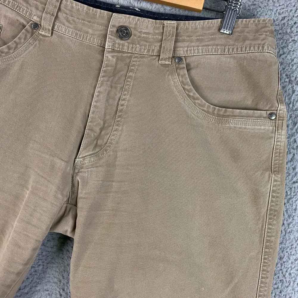 Kuhl Kanvus Jean Men's 34x32 Khaki Tan Outdoor Hiking Canvas Stretch Work Pants